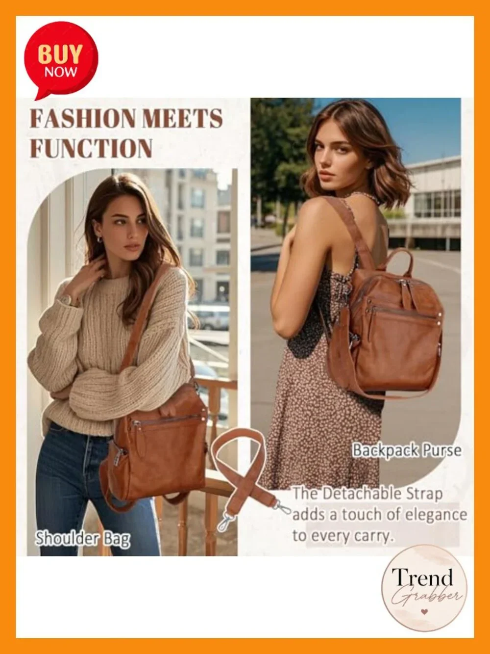 Faux Leather Mini Backpack Purse for Women, Convertible Shoulder Bag, Fits